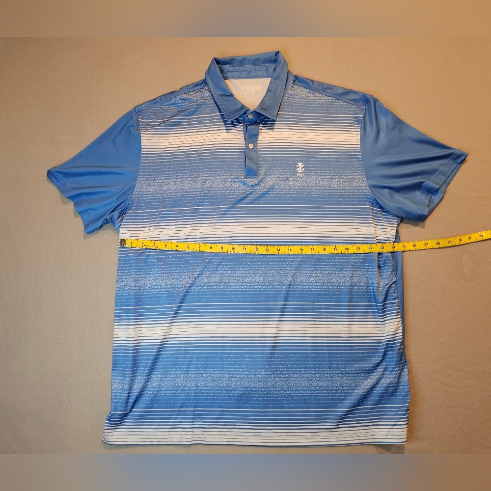 Izod Blue‎ and White Mens Striped Polo Shirt 2XL